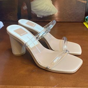Dolce Vita size 6 nude vinyl block heels